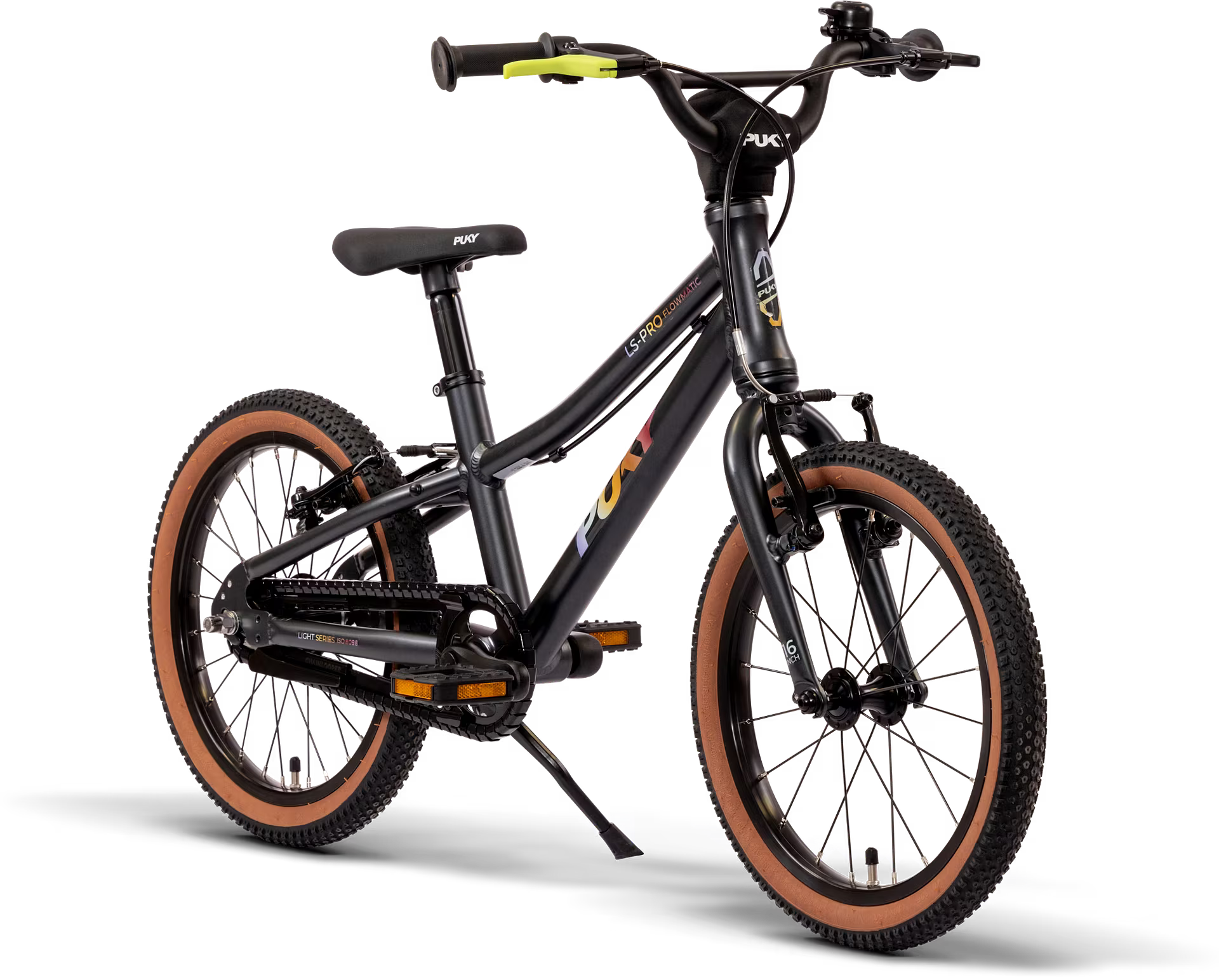 puky ls-pro16 flowmatic musta 16-tuumainen lasten polkupyörä